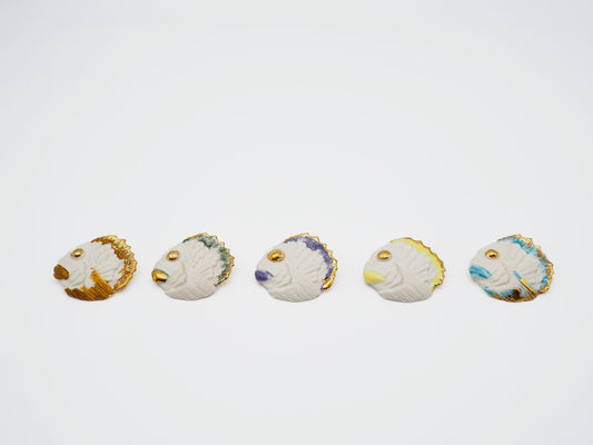 Happy Fish Real Gold Plated Porcelain Brooch
