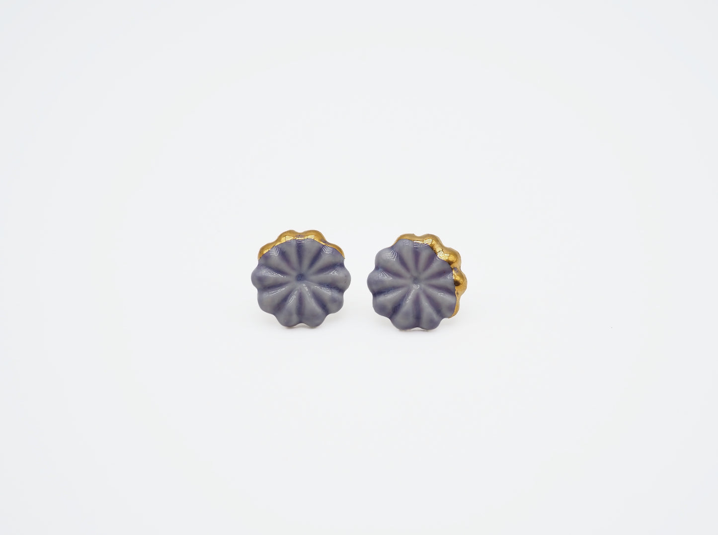Flower Hana Gold plated Porcelain Earrrings
