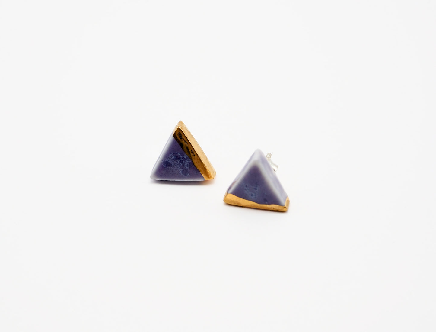 Sankaku Triangle Goldplated Porcelain earrings