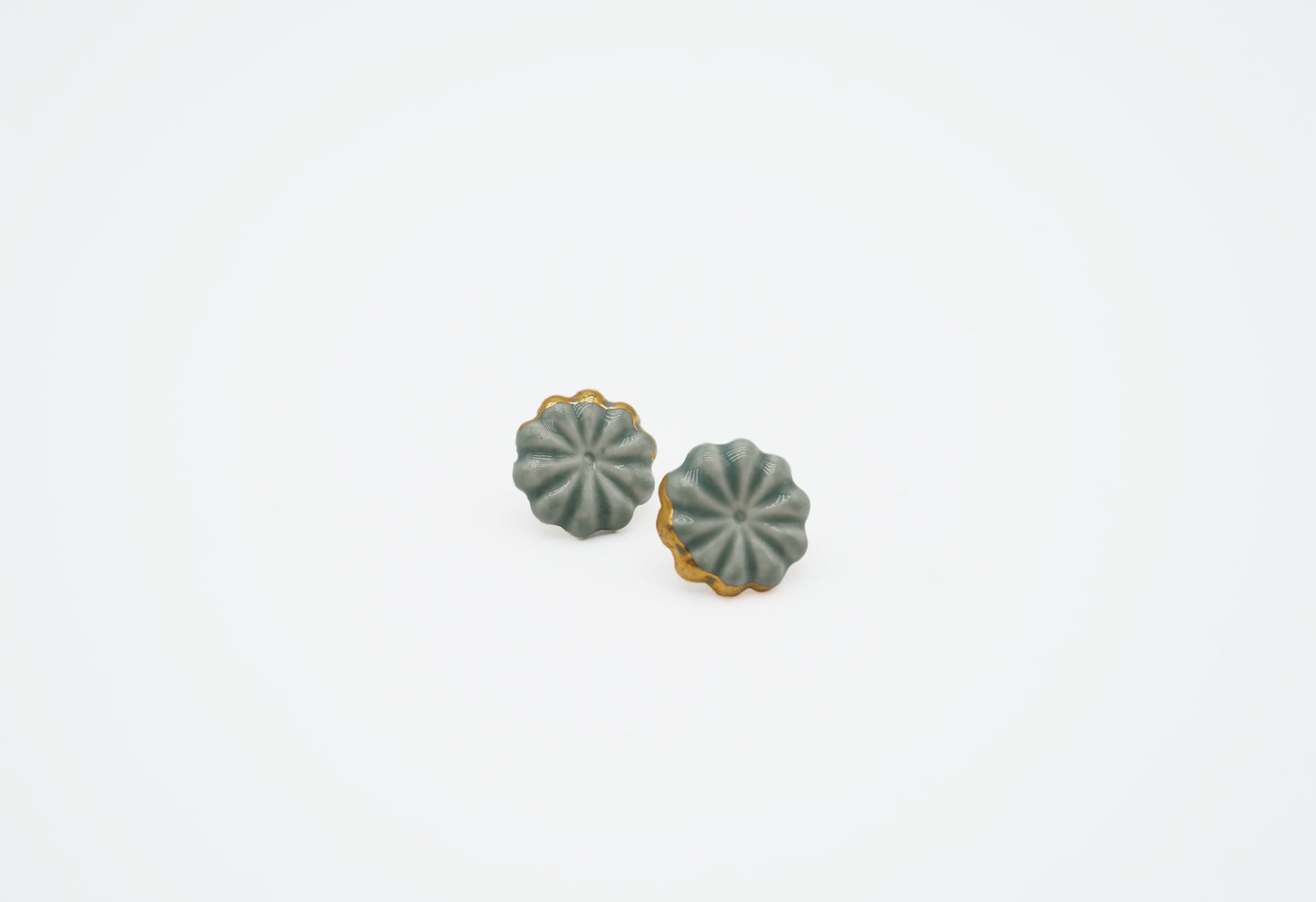 Flower Hana Gold plated Porcelain Earrrings