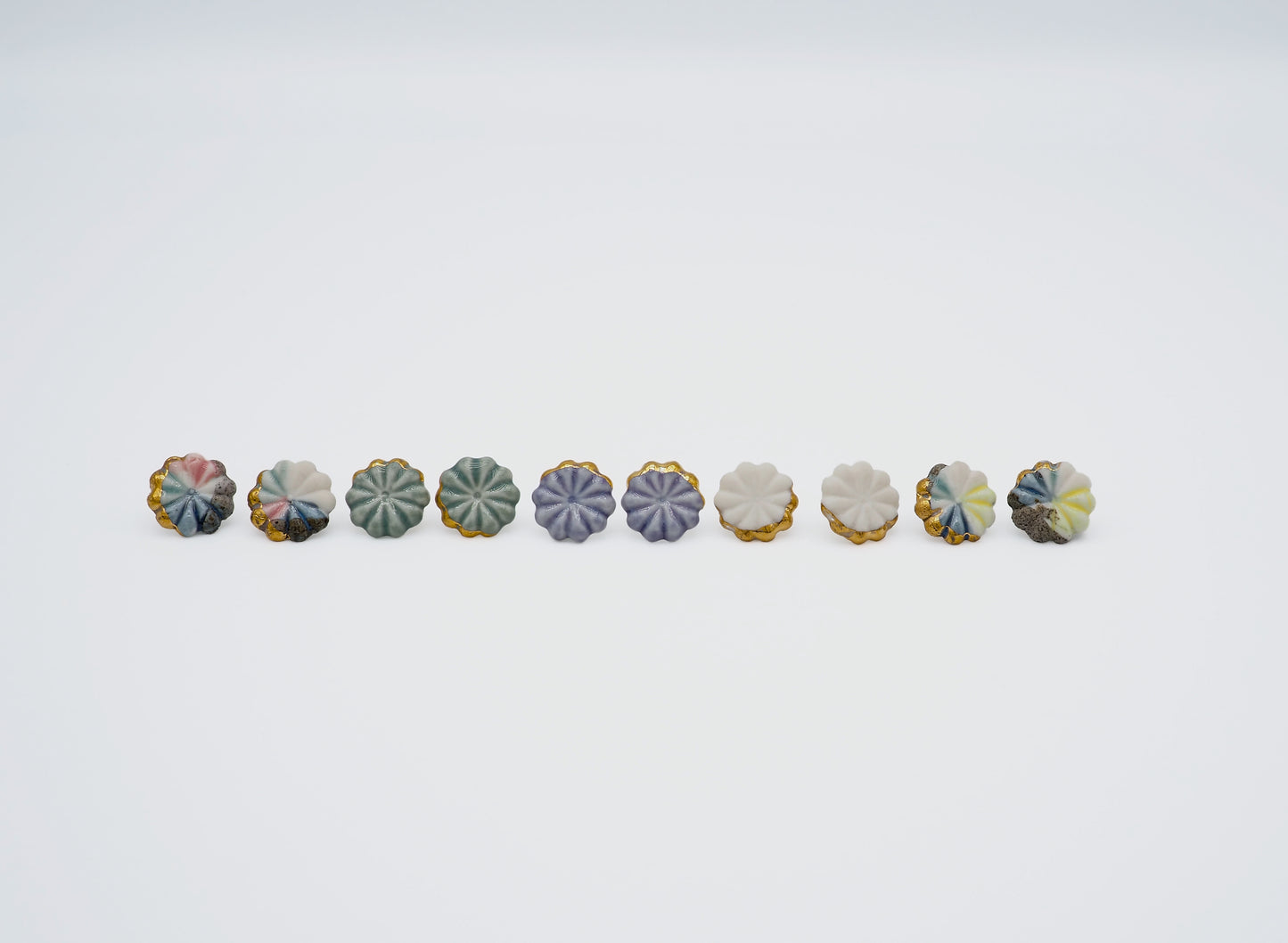 Flower Hana Gold plated Porcelain Earrrings