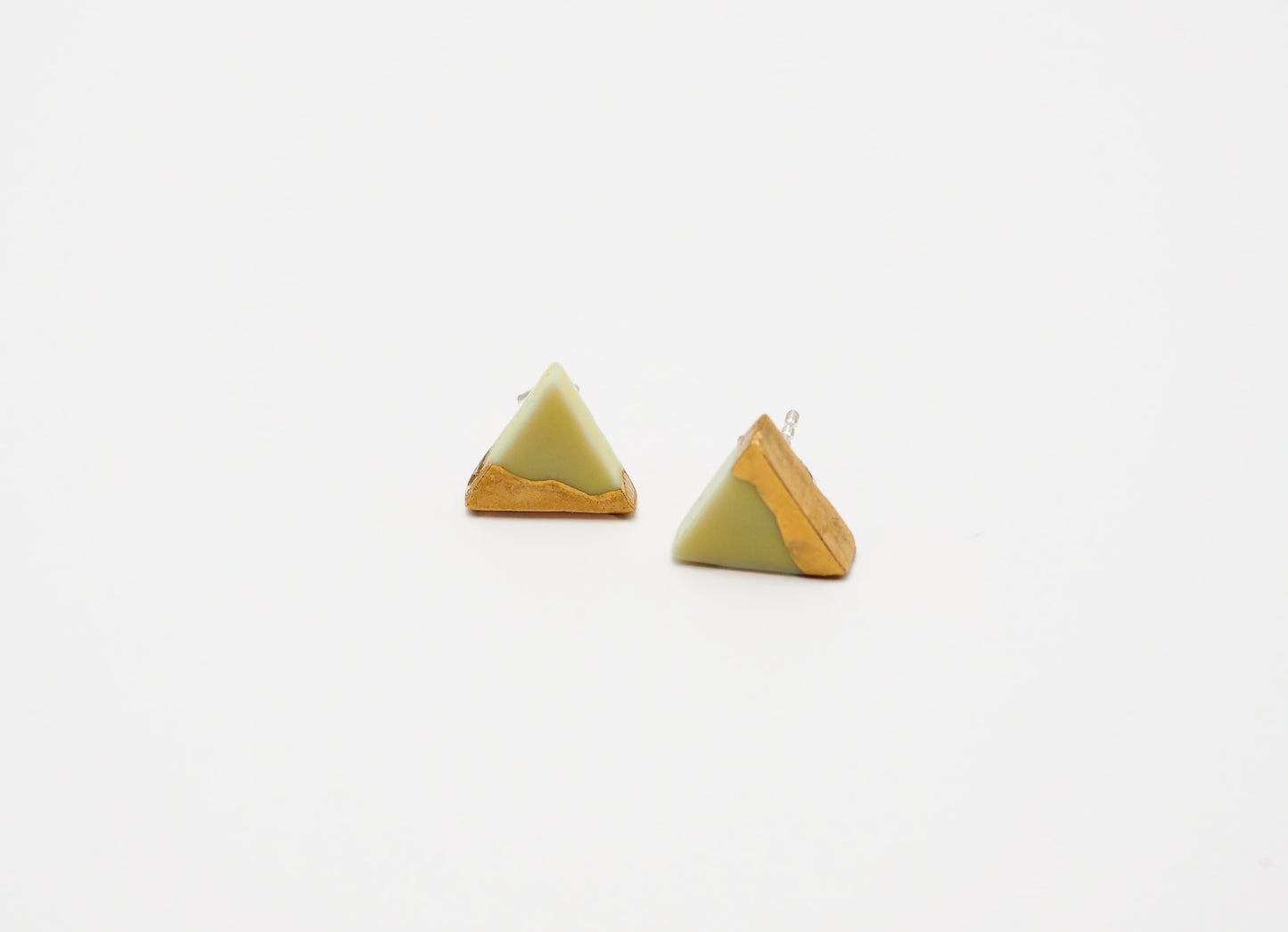 Sankaku Triangle Goldplated Porcelain earrings