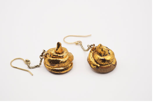 Real Yellow Gold Poop Earrings Yellow Clay