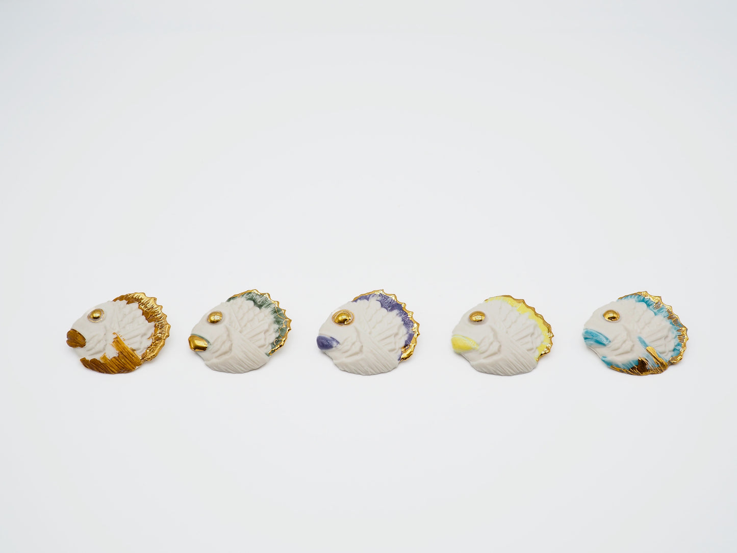 Happy Fish Real Gold Plated Porcelain Brooch