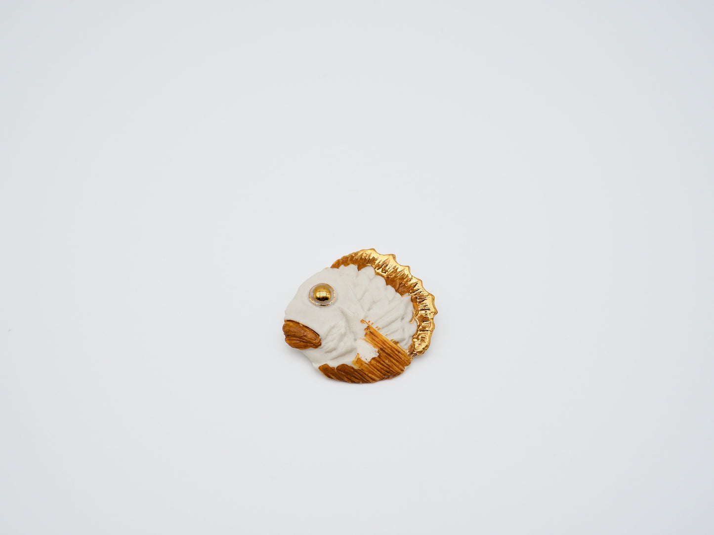 Happy Fish Real Gold Plated Porcelain Brooch