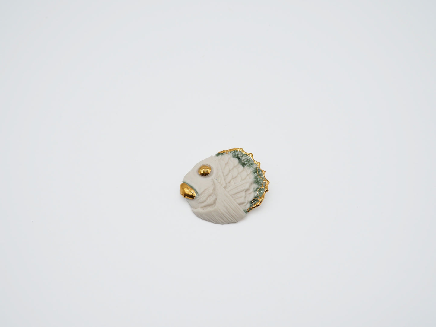 Happy Fish Real Gold Plated Porcelain Brooch