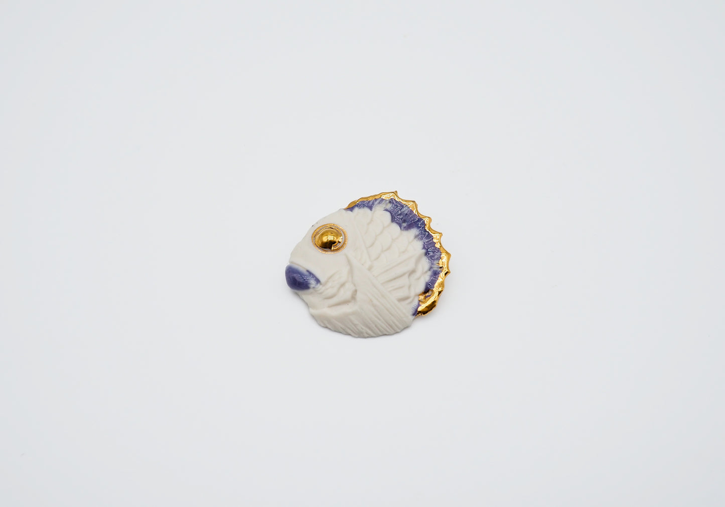 Happy Fish Real Gold Plated Porcelain Brooch