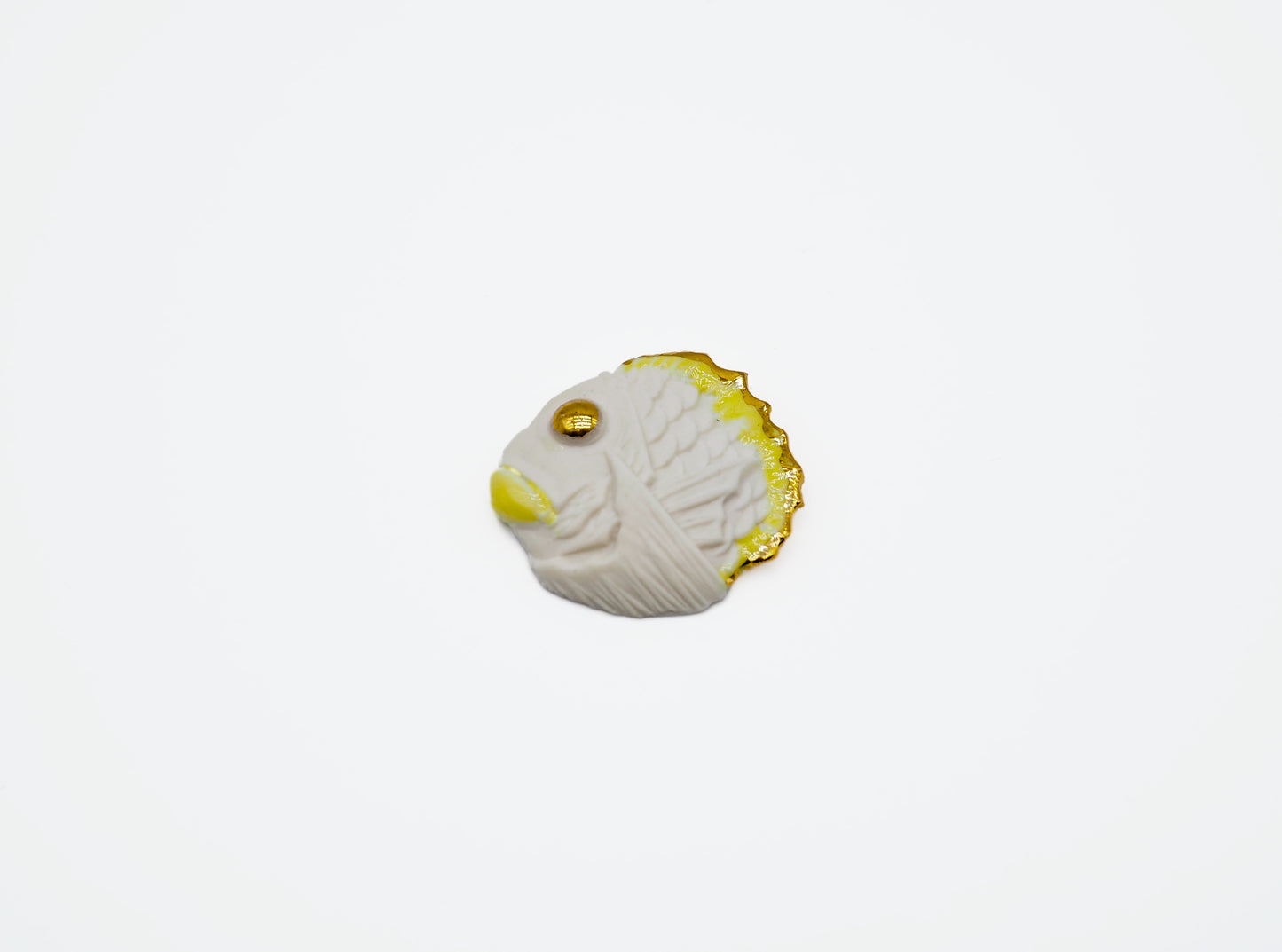 Happy Fish Real Gold Plated Porcelain Brooch