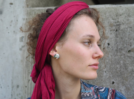 Flower Hana Gold plated Porcelain Earrrings