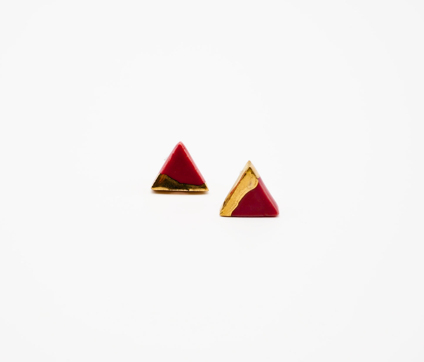 Sankaku Triangle Goldplated Porcelain earrings
