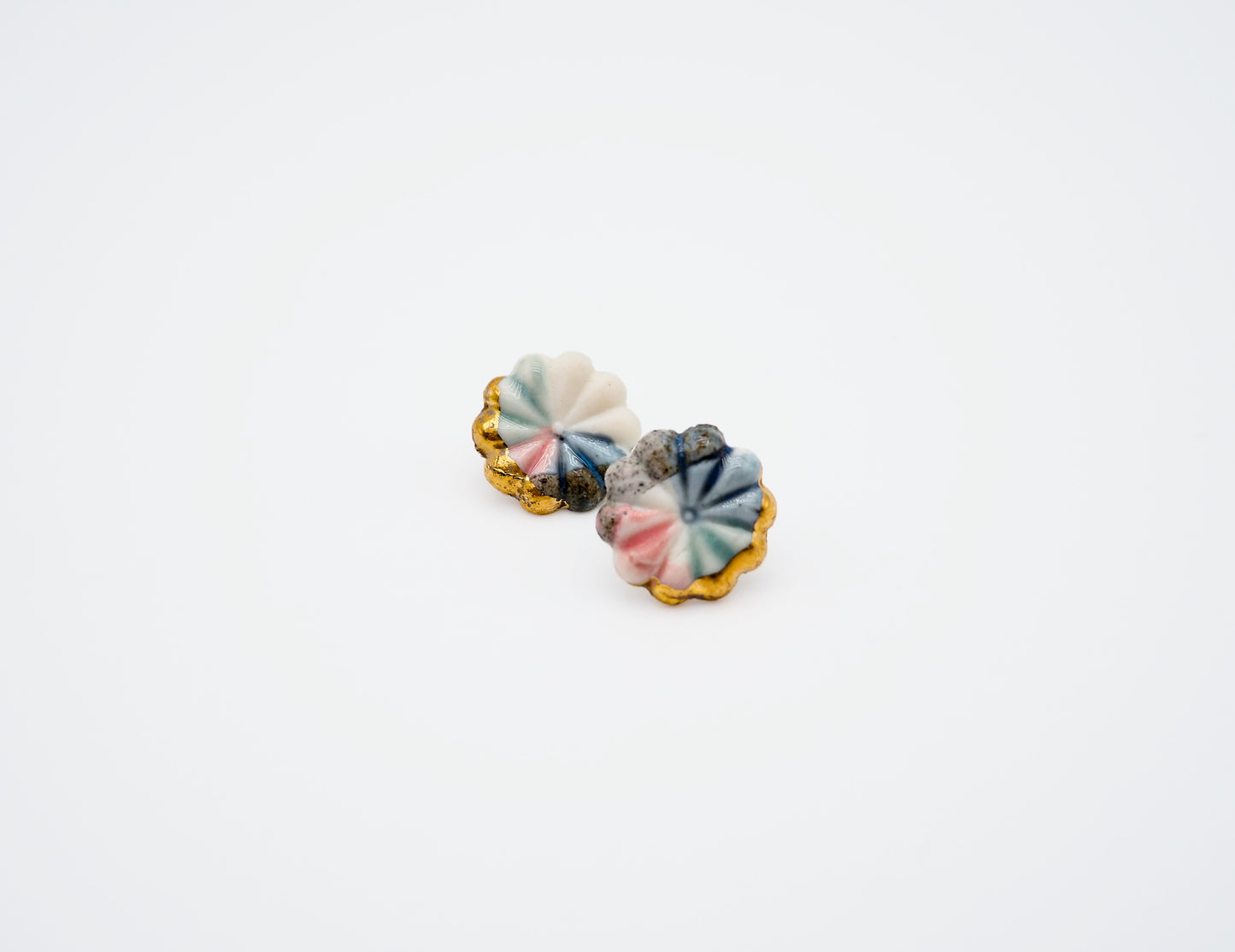 Flower Hana Gold plated Porcelain Earrrings