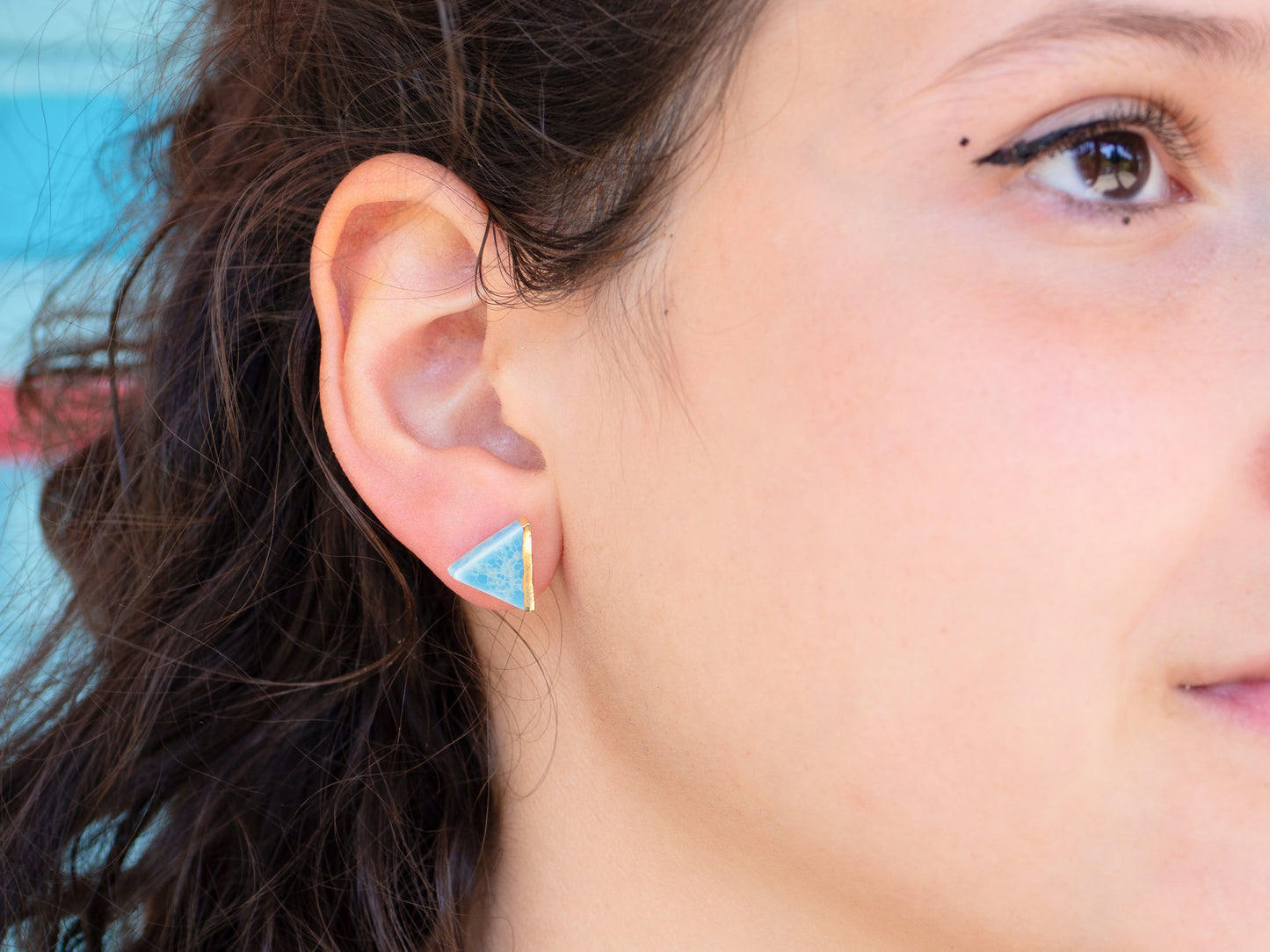 Sankaku Triangle Goldplated Porcelain earrings