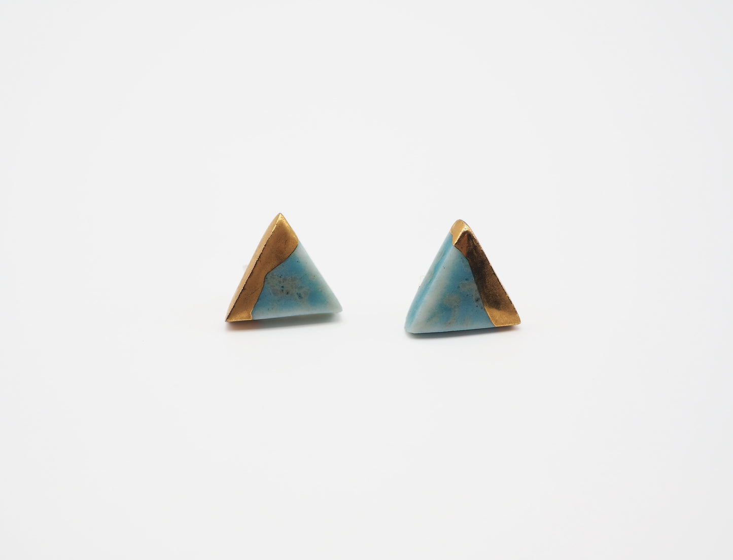 Sankaku Triangle Goldplated Porcelain earrings