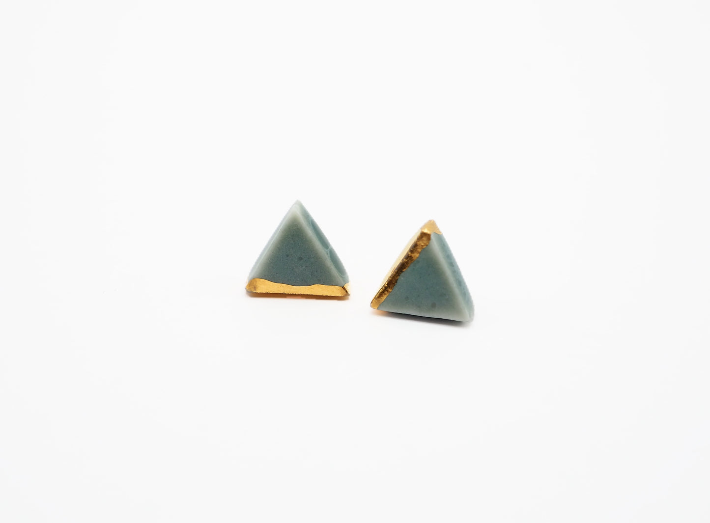 Sankaku Triangle Goldplated Porcelain earrings