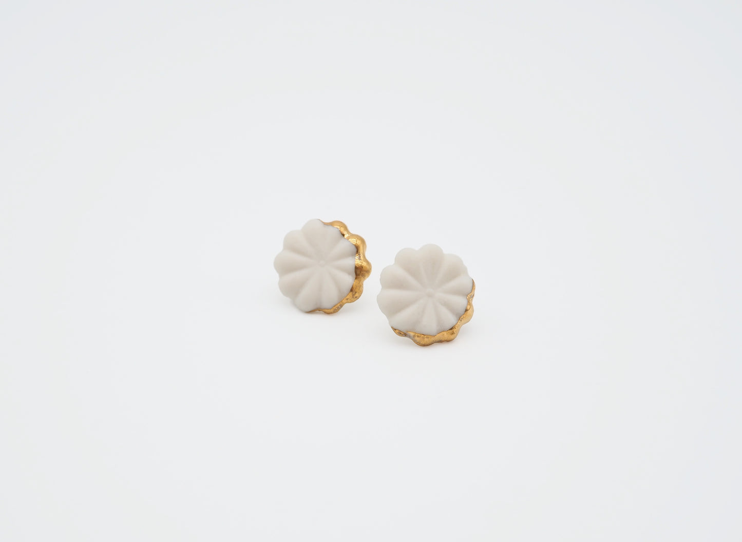 Flower Hana Gold plated Porcelain Earrrings