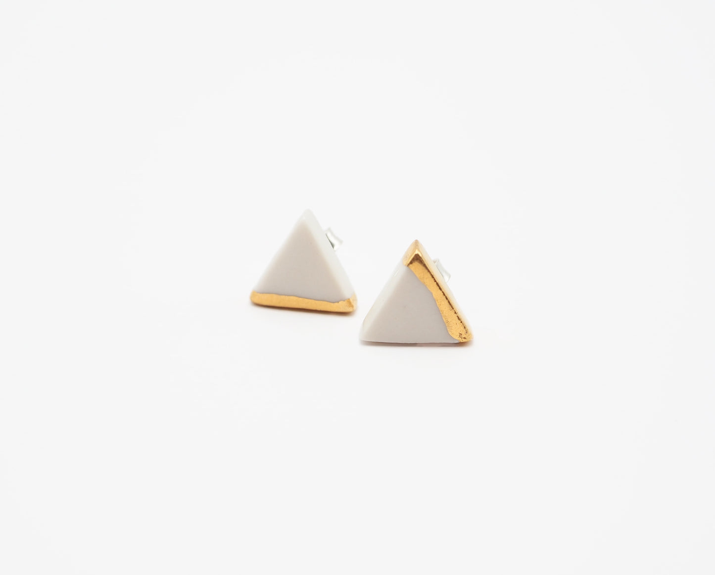 Sankaku Triangle Goldplated Porcelain earrings
