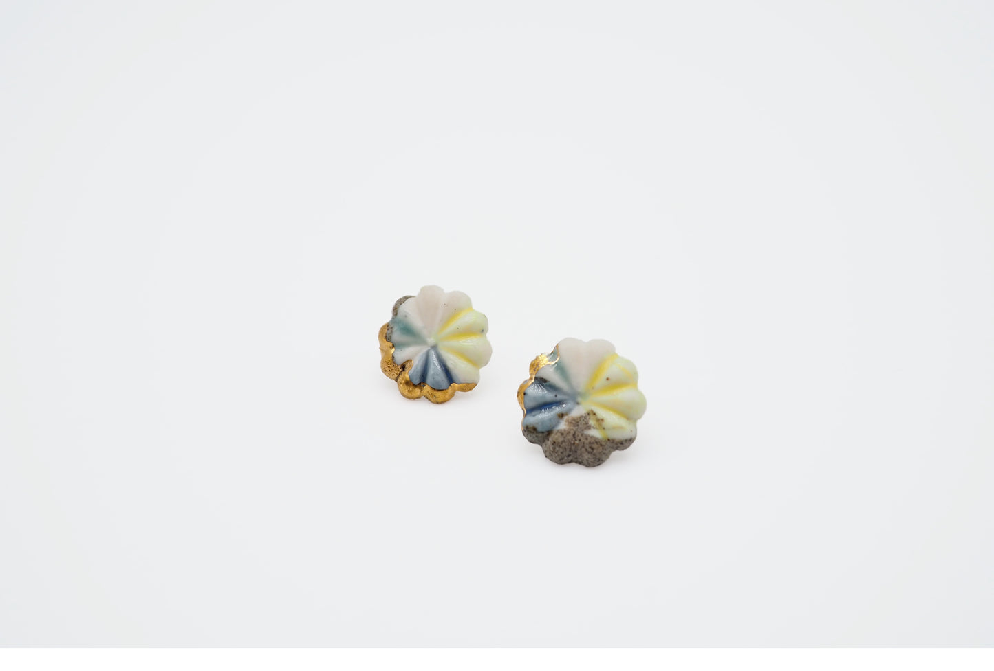 Flower Hana Gold plated Porcelain Earrrings