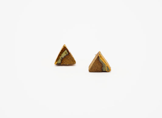 Sankaku Triangle Gold plated Yellow Clay Earrings